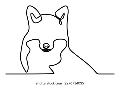 continuous line drawing of happy puppy dog smiling