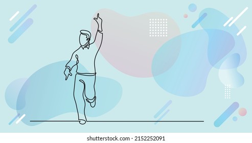 continuous line drawing of happy running man