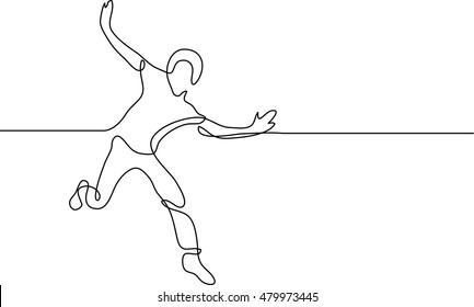 continuous line drawing of happy running man