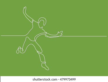 continuous line drawing of happy running man