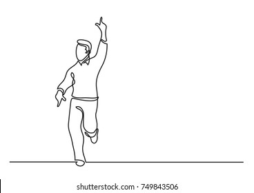 continuous line drawing of happy running man