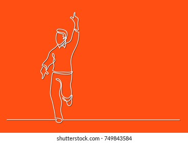 continuous line drawing of happy running man