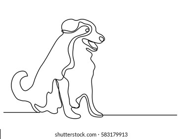 continuous line drawing of happy sitting dog