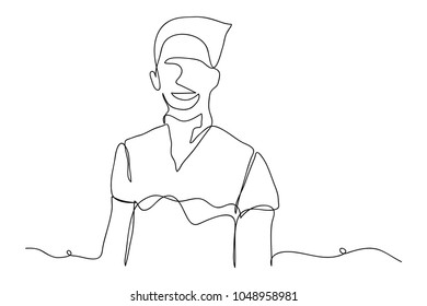 continuous line drawing of a happy smile, vector illustration.