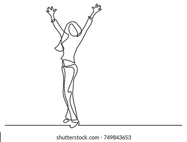 Continuous Line Drawing Of Happy Standing Woman