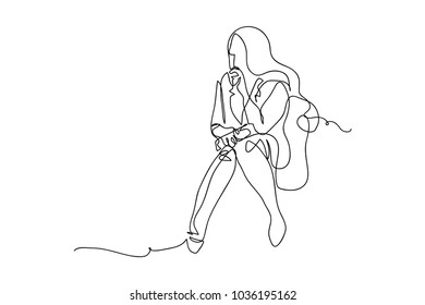 continuous line drawing of happy woman Women's Day Universal Vector Illustration