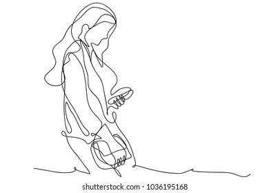 continuous line drawing of happy woman Women's Day Universal Vector Illustration