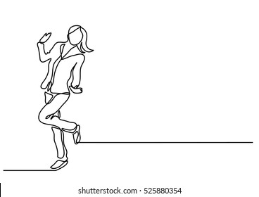 continuous line drawing of happy woman