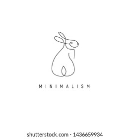 Continuous line drawing. Hare symbol. Logo of the hare. Vector illustration