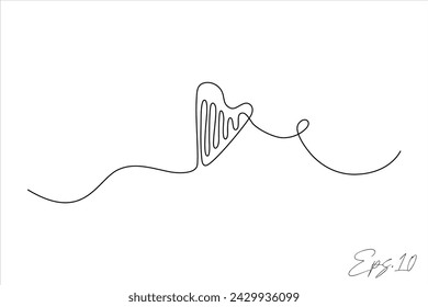 continuous line drawing of a harp musical instrument	