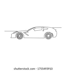 Continuous line drawing of hatchback car. sedan car with a one-line style isolated on white background.