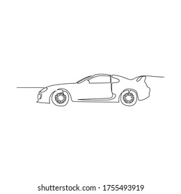 Continuous line drawing of hatchback car. sedan car with a one-line style isolated on white background.
