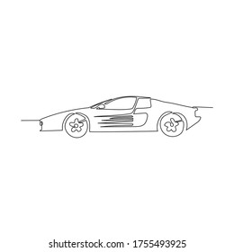 Continuous line drawing of hatchback car. sedan car with a one-line style isolated on white background.