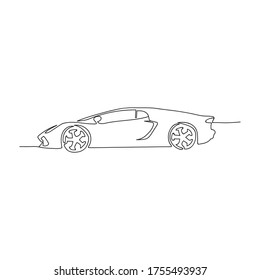 Continuous line drawing of hatchback car. sedan car with a one-line style isolated on white background.