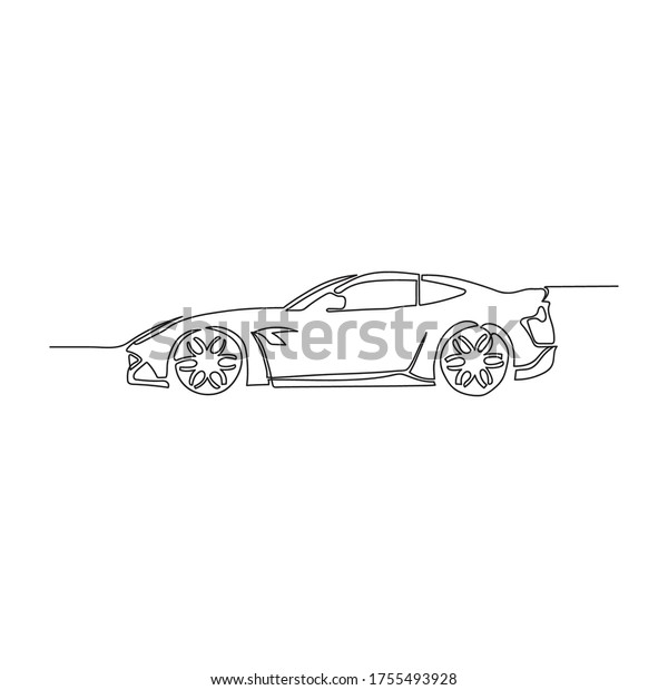 Continuous line drawing of\
hatchback car. sedan car with a one-line style isolated on white\
background.