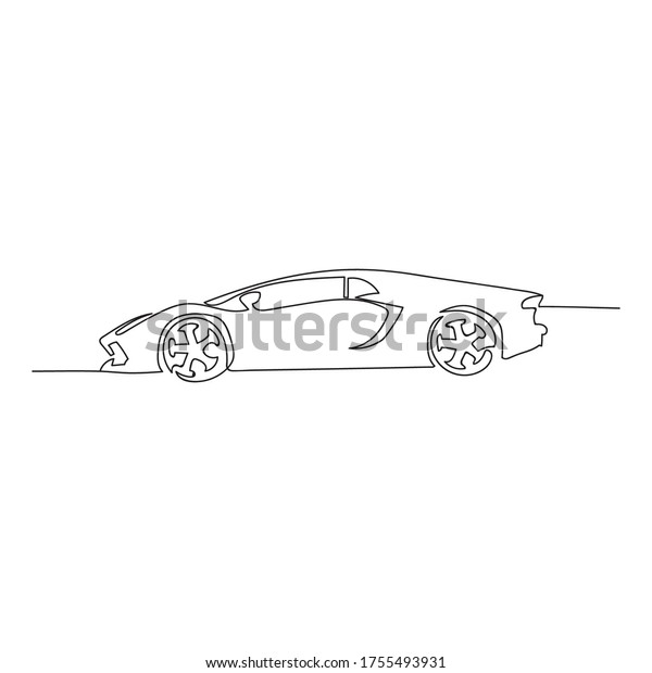 Continuous line drawing of\
hatchback car. sedan car with a one-line style isolated on white\
background.