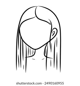 continuous line drawing of head female character isolated on transparent background. Vector illustration