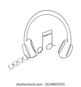  desenho de linha contínua Ícones de fone de ouvido Sinal e símbolo de fone de ouvido