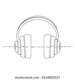  continuous line drawing Headphone icons Headset sign and symbol