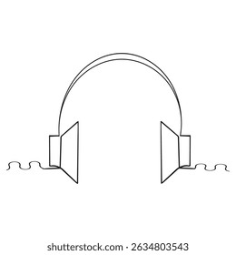  dibujo de línea continua Iconos de auriculares Signo y símbolo de auriculares