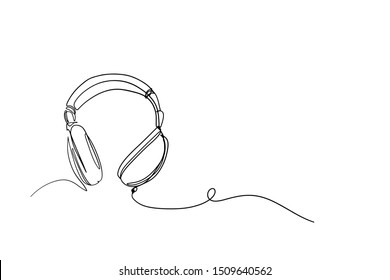 One Line Drawing Headphone Speaker Device Stock Vector (royalty Free 