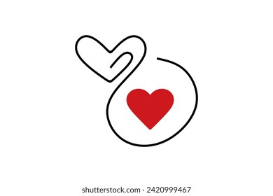 Continuous line drawing of heart. Heart line art banner background. Vector concept. Creative ideas. Doodle vector illustration