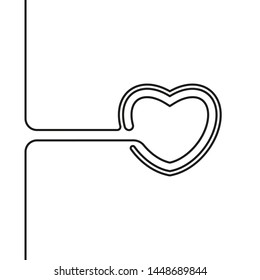 Dibujo de línea continua del corazón, Nilo y blanco vector gráfico minimalista del concepto de amor hecho de una línea
