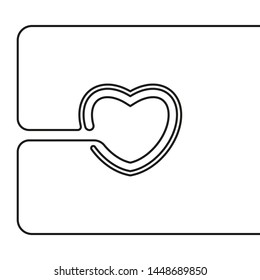 Continuous line drawing of heart, Black and white vector minimalist illustration of love concept made of one line