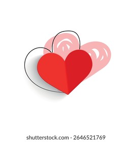 Dibujo de línea continua de un corazón, ilustración de concepto de amor minimalista de Vector en blanco y negro. Conjunto. Garabato.