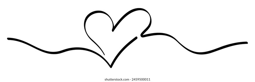 Continuous line drawing of a heart with a heartbeat. Vector illustration