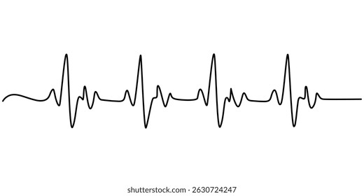  Continuous line drawing of heart with heartbeat. Pulse trace. Cardiogram icon. One line drawing. Single line art. Vector illustration, Heartbeat Continuous Line Icon.