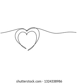 continuous line drawing of heart icons, concept of love. Vector