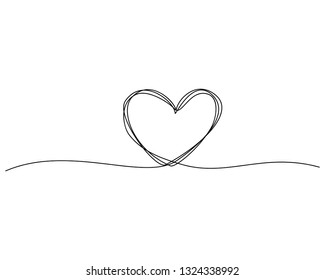 continuous line drawing of heart icons, concept of love. Vector