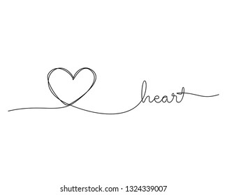 continuous line drawing of heart icons, concept of love. Vector