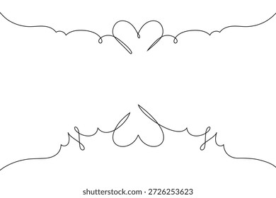 Iconos de corazón de dibujo de línea continua. Diseño de arte de línea de corazón minimalista dibujado a mano. Abstractas concepto de amor romántico doodle para tarjeta de San Valentín, invitación de boda, Anuncio de Web e impresión. Ilustración vectorial
