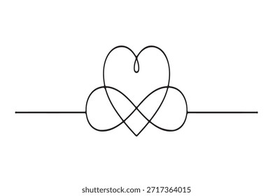 Kontinuierliche Linie Zeichnung eines Herzens und Unendlichkeit Symbol auf weißem Hintergrund Liebe endlos