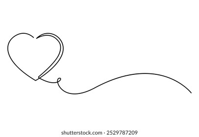 Desenho de linha contínua do amor do coração