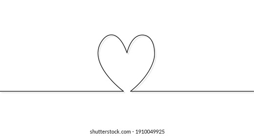 Continuous line drawing of heart on white background.