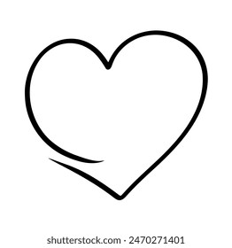 Continuous line drawing of heart on transparent background. Vector illustration