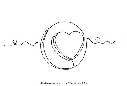 Dibujo de línea continua de corazón sobre fondo blanco. Dibujado a mano una línea de Vector. Trazo editable. Dibujado a mano un Vector de línea. 	