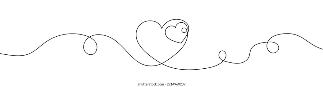 Kontinuierliche Linienzeichnung des Herzens. Herz ein Zeilensymbol. Ein zeilenträchtiger Hintergrund. Vektorgrafik. Herzschwarz-Symbol