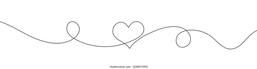 Continuous line drawing of heart. Heart one line icon. One line drawing background. Vector illustration. Heart black icon