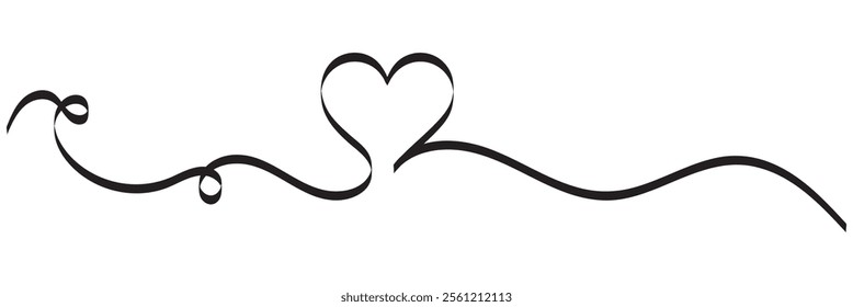 Continuous line drawing of heart. Heart one line icon. One line drawing background. Vector illustration. Heart black icon