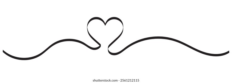 Continuous line drawing of heart. Heart one line icon. One line drawing background. Vector illustration. Heart black icon