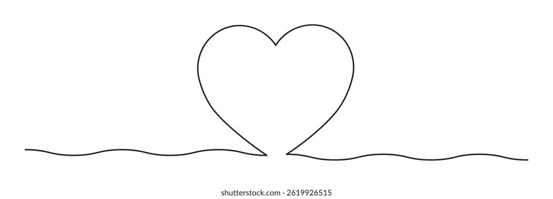 Continuous line drawing of heart. Heart one line icon. One line drawing background. Vector illustration. Heart black icon .