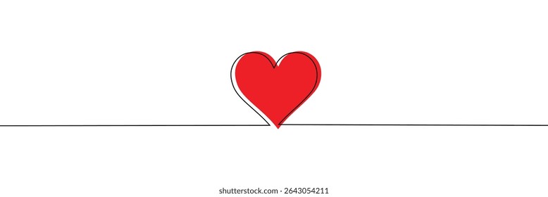 Dibujo de línea continua del corazón. Icono de una línea de corazón. Un fondo de dibujo de línea. Ilustración vectorial. Icono negro del corazón . EPS 10.
