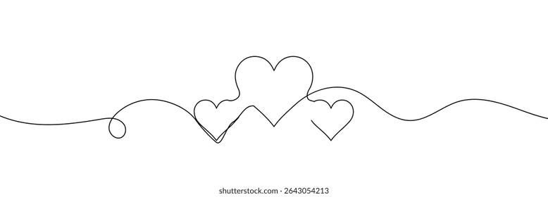 Continuous line drawing of heart. Heart one line icon. One line drawing background. Vector illustration. Heart black icon . EPS 10 .