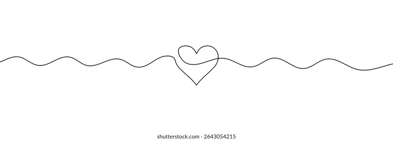 Continuous line drawing of heart. Heart one line icon. One line drawing background. Vector illustration. Heart black icon . EPS 10 .