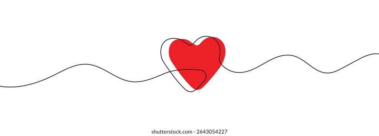 Continuous line drawing of heart. Heart one line icon. One line drawing background. Vector illustration. Heart black icon . EPS 10 .