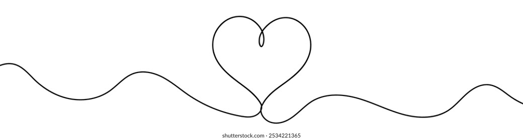 Linha contínua desenhando uma forma de coração expressando amor e afeto. Ilustração vetorial.